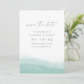 Seaglass Tides Elegant Simple Coastation Waterverf Save The Date (Staand voorkant)
