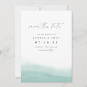 Seaglass Tides Elegant Simple Coastation Waterverf Save The Date (Voorkant)