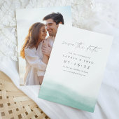 Seaglass Tides Elegant Simple Coastation Waterverf Save The Date