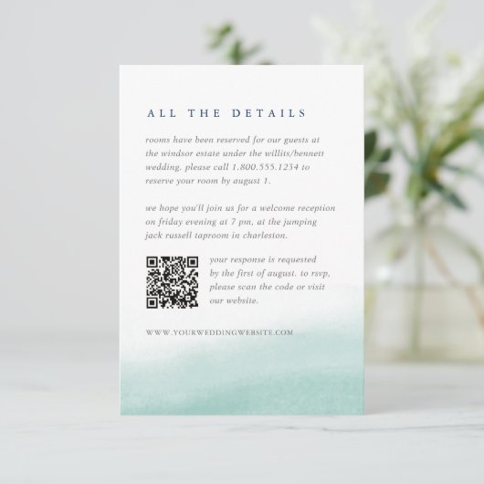 Seaglass Tides QR-code Gastgegevens Informatiekaartje (Staand voorkant)