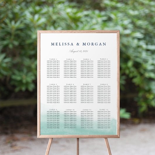 Seaglass Tides Wedding Seating Chart Poster