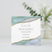 Seaglass Waterverf Gold Accent Weddenfoto Save The Date (Staand voorkant)