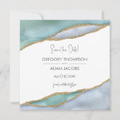 Seaglass Waterverf Gold Accent Weddenfoto Save The Date (Voorkant)