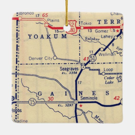 Seagraves TX  kaart Keramisch Ornament (Achterkant)