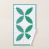 Seagreen blauwgroen floreel patroon op wit bad handdoek (Handdoek)