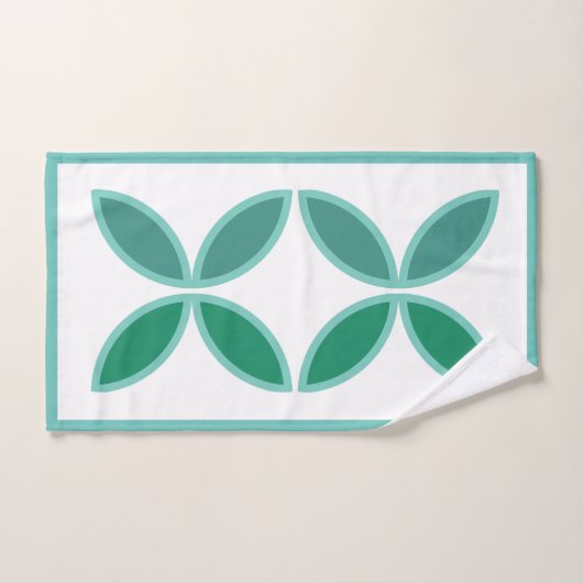 Seagreen blauwgroen floreel patroon op wit bad handdoek (Handdoek)