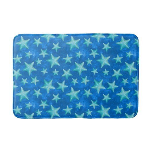 Seagreen Navy Starfish Summer Beach Nautical Badmat (Voorkant)