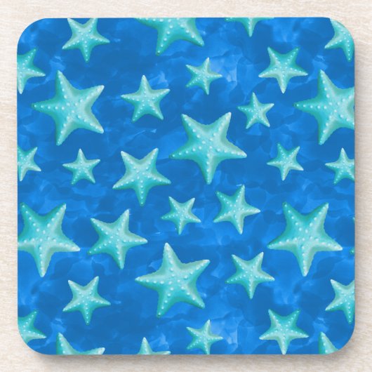 Seagreen Navy Starfish Summer Beach Nautical Bier Onderzetter (Voorkant)