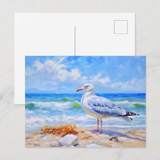 Seagul op het strand van Baltisch zee. impressioni Briefkaart (Voorkant / Achterkant)