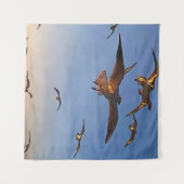 Seagulatie in vliegzwarte omtrek wandkleed (Voorkant (horizontaal))