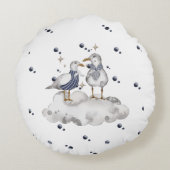 Seagull Adventure Baby - Nautische kwekerij Rond Kussen (Achterkant)