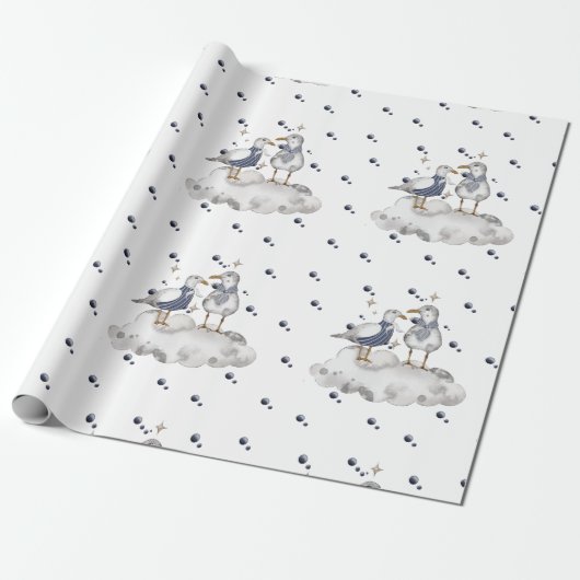 Seagull Adventure Baby | thema nautische oceaan Cadeaupapier (Uitgerold)