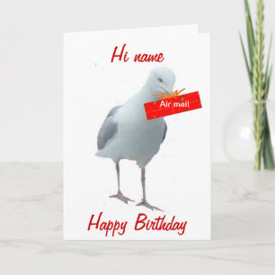 Seagull Air Mail Birthday: naam vooraan Kaart