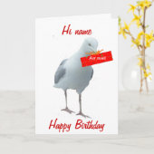 Seagull Air Mail Birthday naam voorzijde toevoegen Kaart (Gele Bloem)