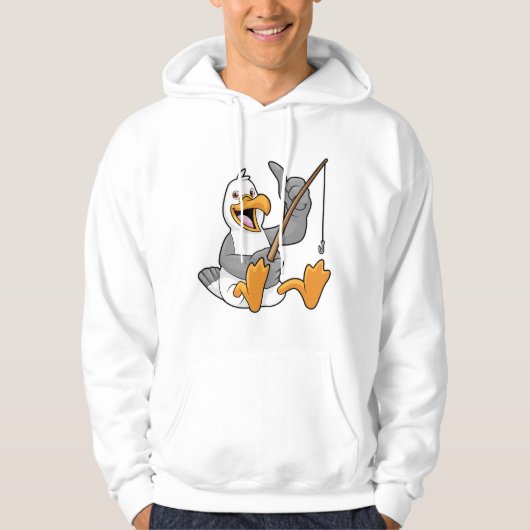 Seagull at Fishing with Fishing Road Hoodie (Voorkant)