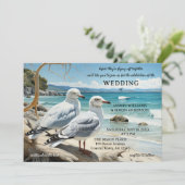 Seagull Beach Avontuur Alles in één bruiloft Kaart (Staand voorkant)