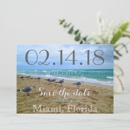 Seagull Beach Bewaar de datum Save The Date (Staand voorkant)