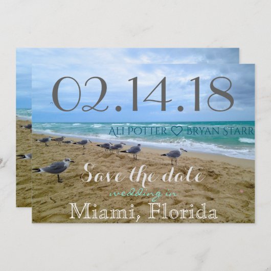 Seagull Beach Bewaar de datum Save The Date (Voorkant / Achterkant)