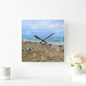 Seagull Beach Clock Vierkante Klok (Huis)