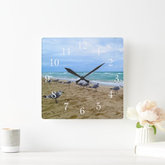 Seagull Beach Clock Vierkante Klok (Huis)