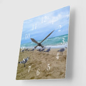 Seagull Beach Clock Vierkante Klok (Hoek)