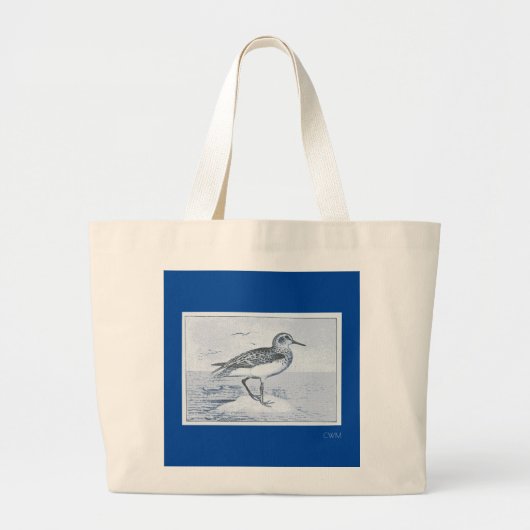 Seagull Beach Ocean Tropical Summer Monogram Grote Tote Bag (Voorkant)