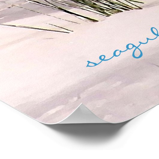 Seagull Beach Waterverf Print (Hoek)