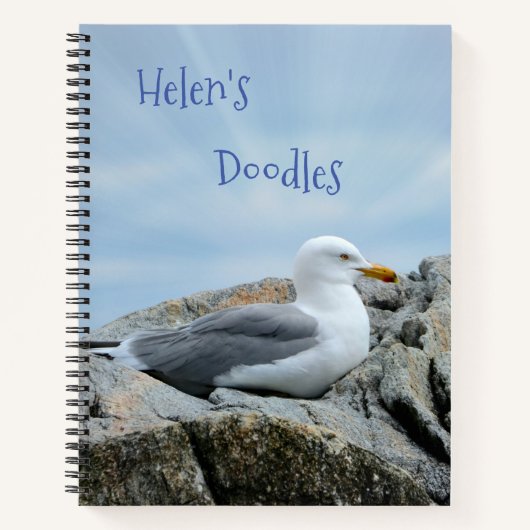 Seagull bij Seashore Doodle Notitieboek (Voorkant)