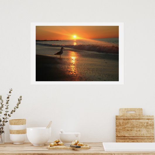 Seagull bij Sunrise - Framed Print (Keuken)