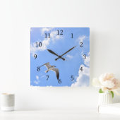 Seagull Bird Foto 145 Vierkante Klok (Huis)