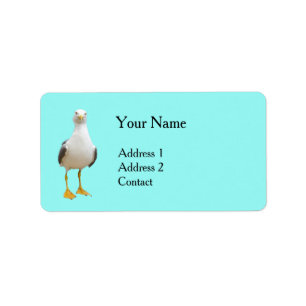 Seagull Bird op Turquoise Etiket