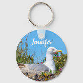 Seagull Bird Personalized Name Sleutelhanger (Voorkant)