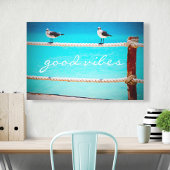 Seagull Birds Ocean Photo Good Vibes Typografie Canvas Afdruk