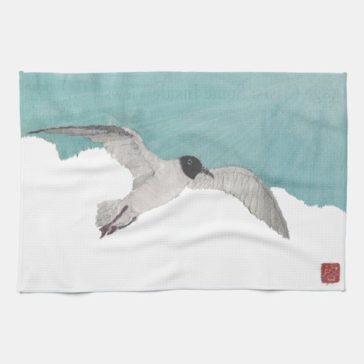 Seagull, Blue Sky, Cloud, Coastal Kitchen Towel Theedoek (Horizontaal)