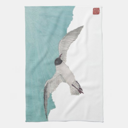 Seagull, Blue Sky, Cloud, Coastal Kitchen Towel Theedoek (Verticaal)
