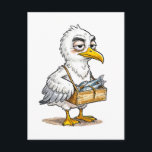 Seagull Carrying Fish Crate at the Coast Briefkaart<br><div class="desc">Illustration of a seagull standing at the coast while holding a wooden crate filled with fish. Maritime scene with coastal elements and expressive character design.</div>