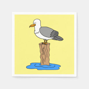 Seagull Cartoon Zomerstrand Servet