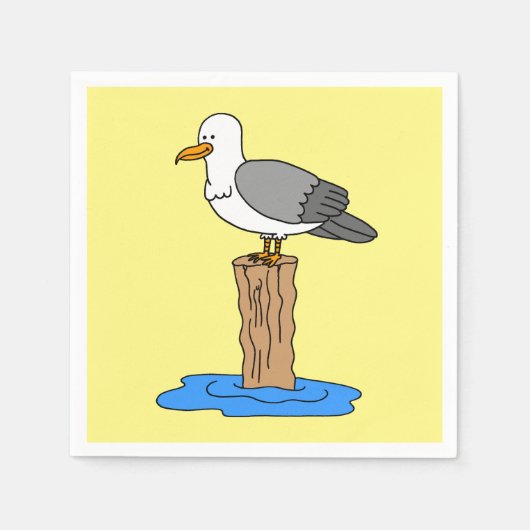 Seagull Cartoon Zomerstrand Servet (Voorkant)