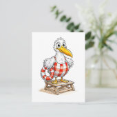 Seagull Comic Lifeguard Bird Briefkaart (Staand voorkant)
