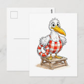 Seagull Comic Lifeguard Bird Briefkaart (Voorkant / Achterkant)