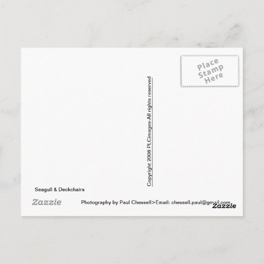 Seagull & Deckchairs Briefkaart (Achterkant)