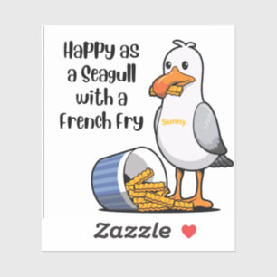Seagull die sticker van de Franse Vries eet, Wildw