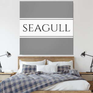 SEAGULL Elegant Modern Grijs Wit Racing Stripes Canvas Afdruk