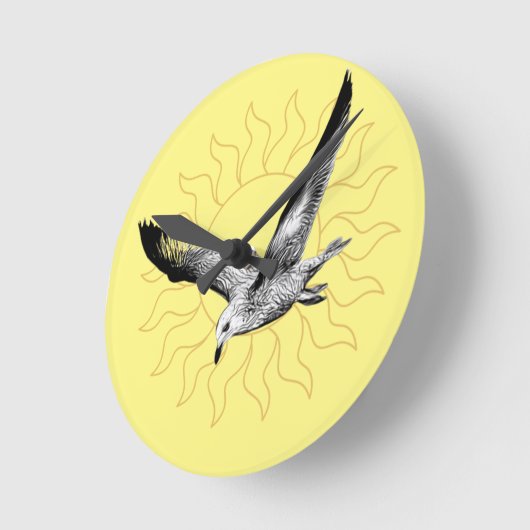 Seagull en sun yellow wall klok (Hoek)