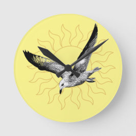 Seagull en sun yellow wall klok
