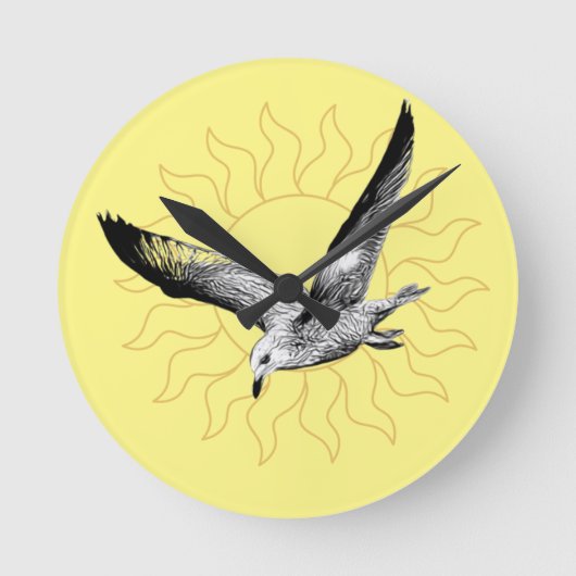 Seagull en sun yellow wall klok (Voorkant)