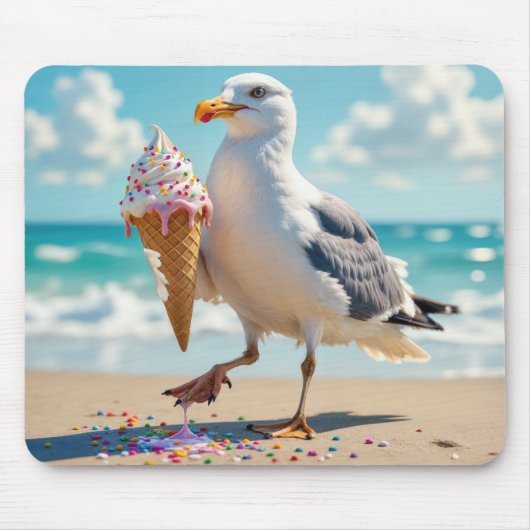Seagull Holding an Ice Cream Cone Muismat (Voorkant)