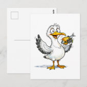 Seagull Holding Fish Sandwich at the Coast Briefkaart (Voorkant / Achterkant)