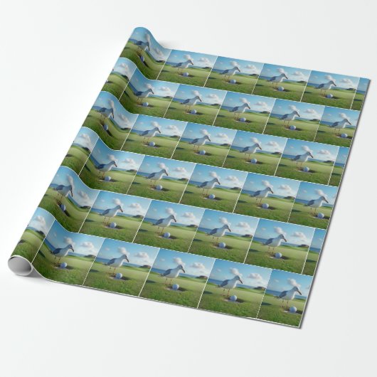 Seagull hole-in-one golfbal cadeaupapier (Uitgerold)
