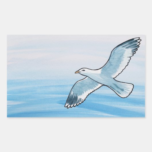 Seagull in Flight Rechthoekige Sticker (Voorkant)